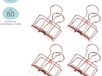 Зажимы для бумаг Meshu "Rose Gold" 32 мм, 4шт., пакет с европодвесом