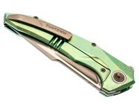 Складной нож TUOTOWN Guerrero, сталь M390, рукоять Green Crystal Ti/Green Carbon Fiber