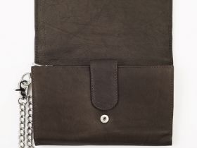 Бумажник байкера ZIPPO, цвет "мокко", натуральная кожа, 17x3,5x11 см