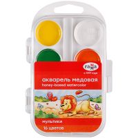 Набор акварели Гамма "Мультики" 16 цветов, без кисти, пластик. упак., европодвес