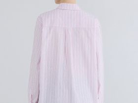 Рубашка в полоску из хлопка, Розовый