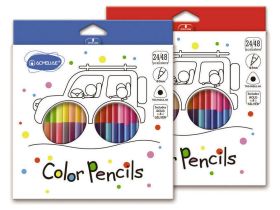 Набор карандашей цветных двусторонних трехгранных Acmeliae 24 шт/48 цв, в картонном футляре