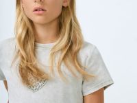 Футболка с аппликацией для девочек, Серый