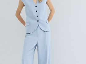 Прямые классические брюки, Голубой