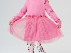 Комплект трикотажный для девочек: платье, брюки (легинсы)