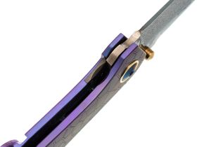 Складной нож Assassin knives Argo 2.0, сталь M398/Damascus, рукоять титан, фиолетовый