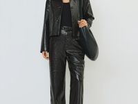 Куртка из искусственной кожи с тиснением под крокодила, Коричневый