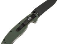 Складной нож полусеррейторный Ontario RAT 1, сталь AUS-8, рукоять термопластик GRN, зеленый/черный