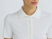 Поло в рубчик с коротким рукавом, Белый