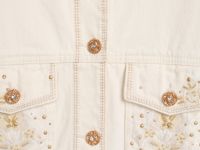 Куртка джинсовая с вышивкой, Бежевый