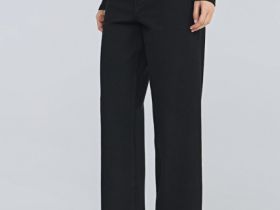 Укороченные широкие джинсы, Черный