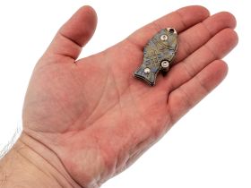 Складной нож-подвеска Sanrenmu 6171-TX, сталь Дамаск, рукоять титан