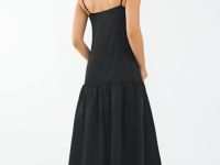 Платье с расклёшенной юбкой и кружевом, Черный