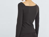 Лонгслив с асимметричным вырезом, Коричневый