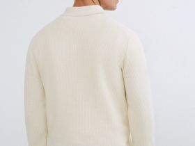 Текстурное вязаное поло, Белый