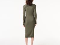 Женское облегающее длинное платье Lacoste на молнии с длинным рукавом