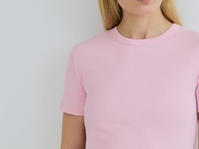 Футболка в рубчик, Розовый