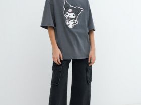 Широкие джинсы с карго-карманами для девочек, Серый