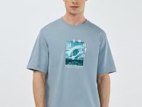 Футболка с морским принтом, Голубой