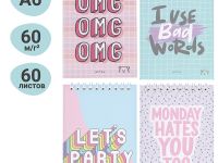 Блокнот на гребне MESHU "Crazy phrazes" А6 60 л., пластиковая обложка