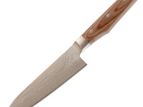 Кухонный нож шеф Shimomura Сантоку 170 мм, сталь VG-10 Damascus, рукоять дерево