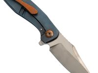 Складной нож Assassin knives Mini Rex Flipper, сталь Damascus, рукоять титан, синий