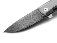 Складной нож LionSteel MT01, сталь дамаск, рукоять титан, серый