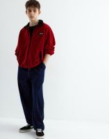 Красный свитшот оверсайз из полар-флиса на молнии Глория Джинс