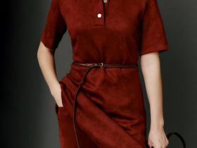 Платье мини из искусственной замши, Оранжевый