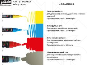 Маркер масляный Pebeo "4 Artist Marker" 8 мм клиновидный Розовый