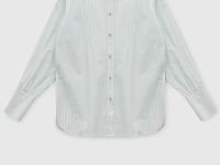 Рубашка с вортником-стойкой в полоску