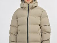 Утеплённая куртка с капюшоном и бесшовной стёжкой, Бежевый