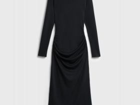 Трикотажное платье со сборками, Черный