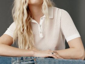 Джемпер поло из ажурной пряжи, Белый