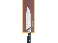 Нож кухонный Сантоку Okroshka Tartar 15.5 см, сталь 5cr15mov, рукоять сталь/пластик, черный