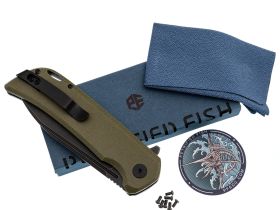 Складной нож Petrified Fish Tunny PFB05GRMDW, сталь Sandvik 14C28N, рукоять микарта, зеленый