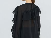 Блузка из лиоцелла с рюшами, Черный