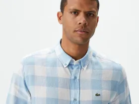 Мужская клетчатая рубашка Lacoste из смеси льна
