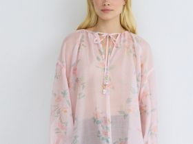 Блузка из тенселя с завязками, Розовый