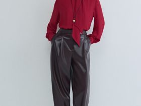 Блузка с шарфом, Красный