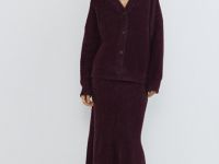 Трикотажная юбка из пушистой пряжи, Фиолетовый