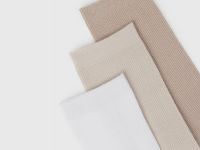 Носки в рубчик, 3 пары, Бежевый