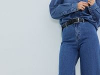 Широкие джинсы с высокой посадкой, Синий