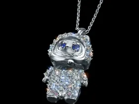 Подвеска из серебра с топазами, сапфирами и фианитами э0609пд10250366