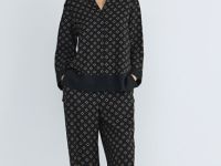 Прямые брюки с принтом, Черный