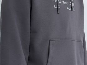 Худи с текстовым принтом, Серый