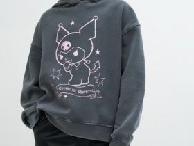 Худи с принтом для девочек, Серый