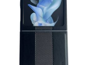 Чехол-накладка Raigor Inverse Aix Series для Samsung Galaxy Z Flip 5 искусственная кожа (черный)