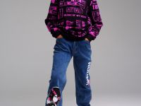 Брюки текстильные джинсовые утепленные флисом для девочек