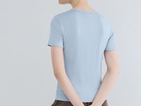 Приталенная футболка в рубчик, Голубой